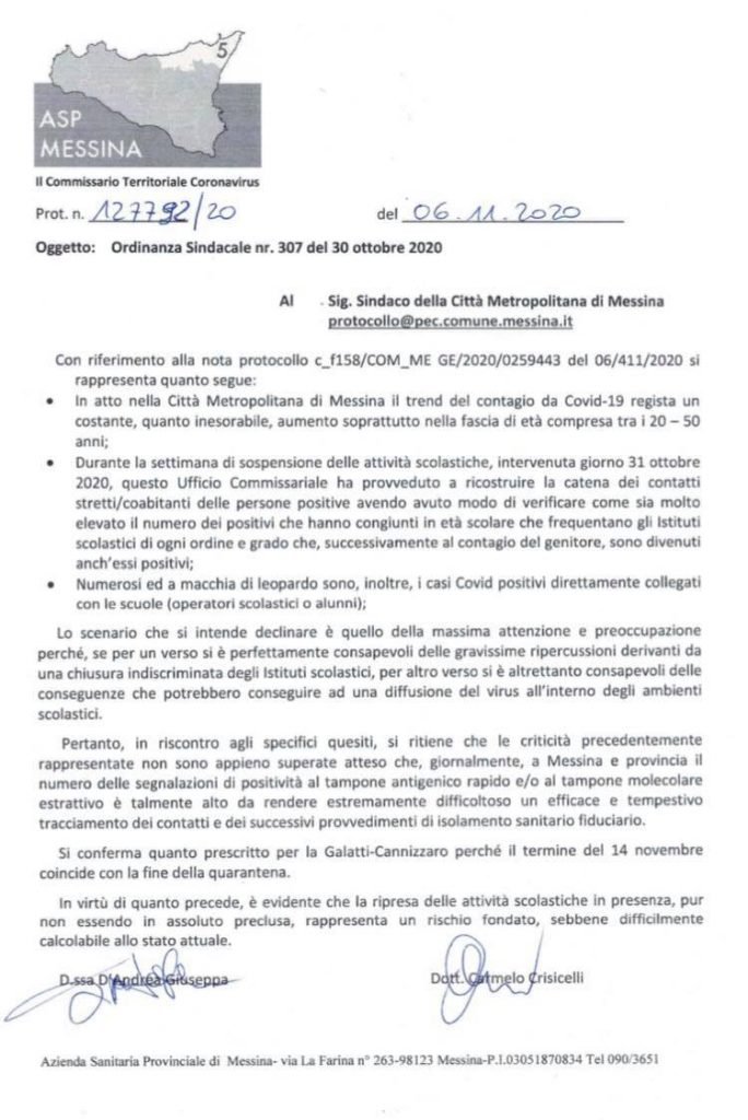ASP "Rischio contagio nelle scuole" e De Luca proroga aperture all'11 novembre 2 124042034 801941087049108 6513383501085980222 o
